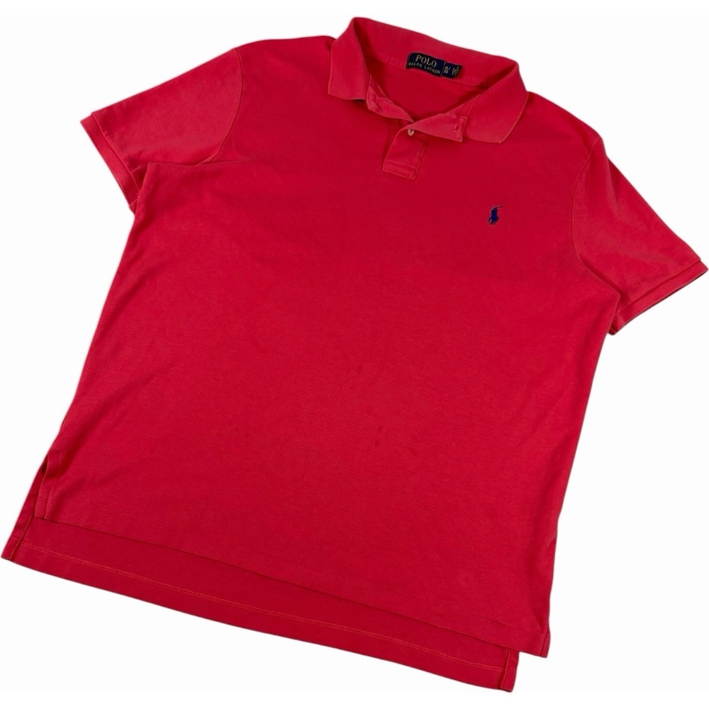 Polo Ralph Lauren Mens XL‎ Pink Short Sleeve Iconic Mesh Pony Logo Polo Shirt XL